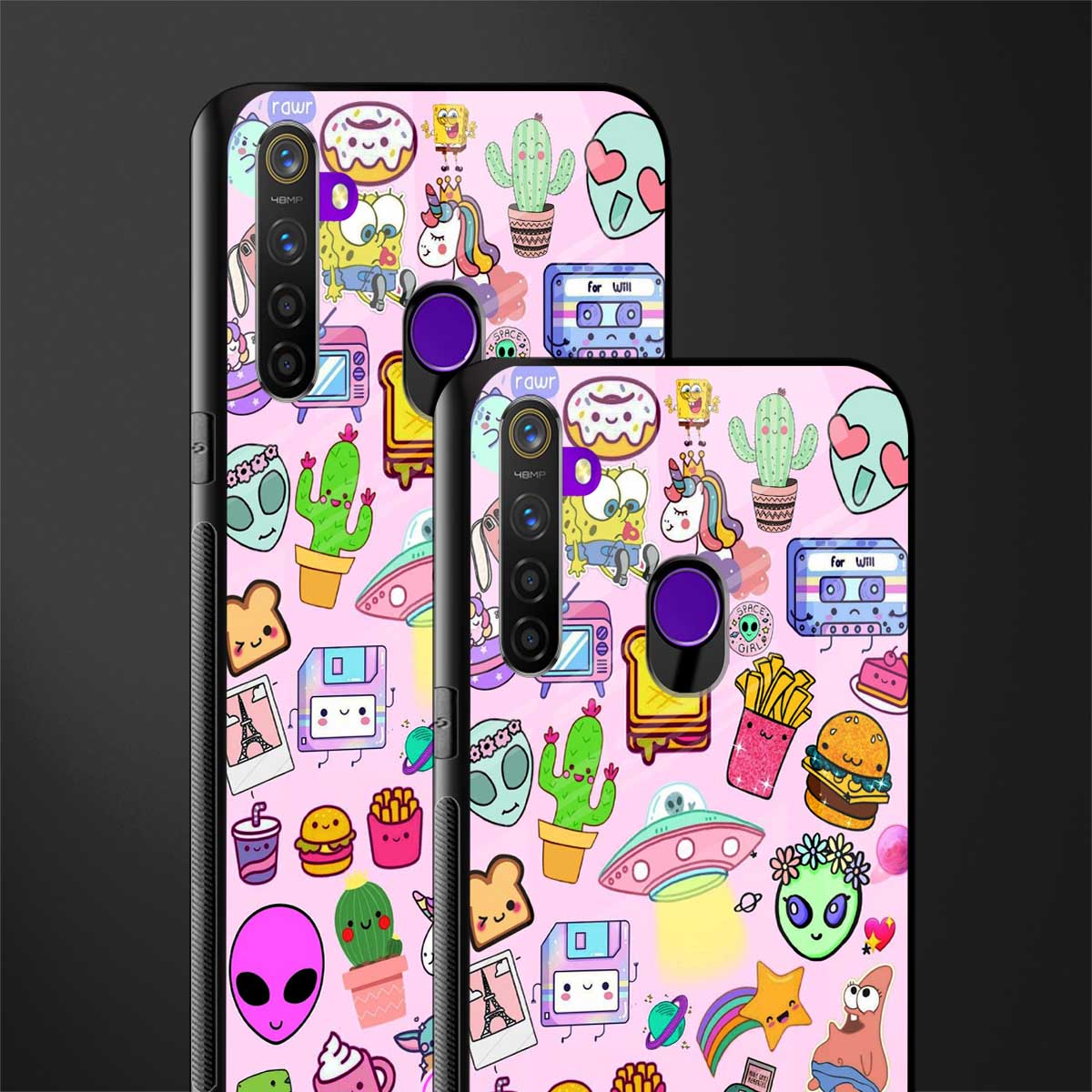 alien stickers studio glass case for realme 5 image-2
