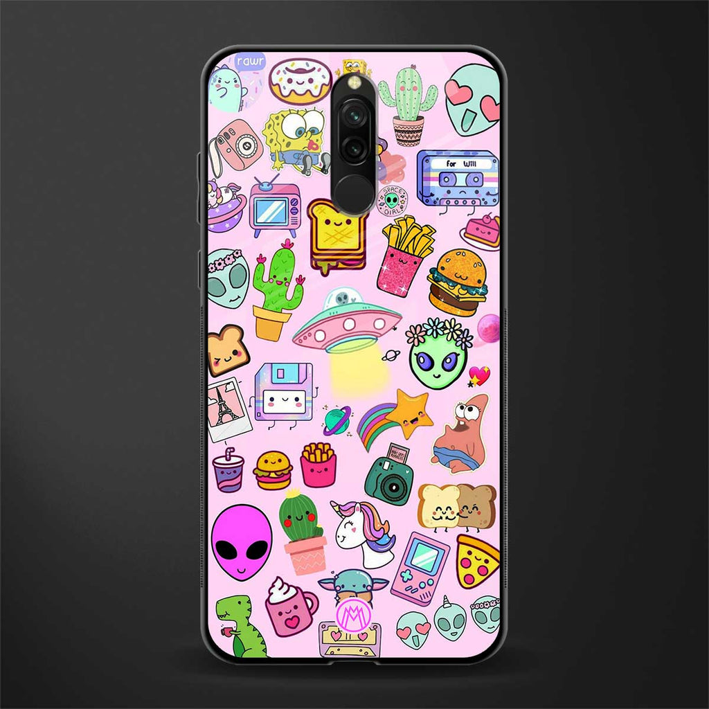 alien stickers studio glass case for redmi 8 image