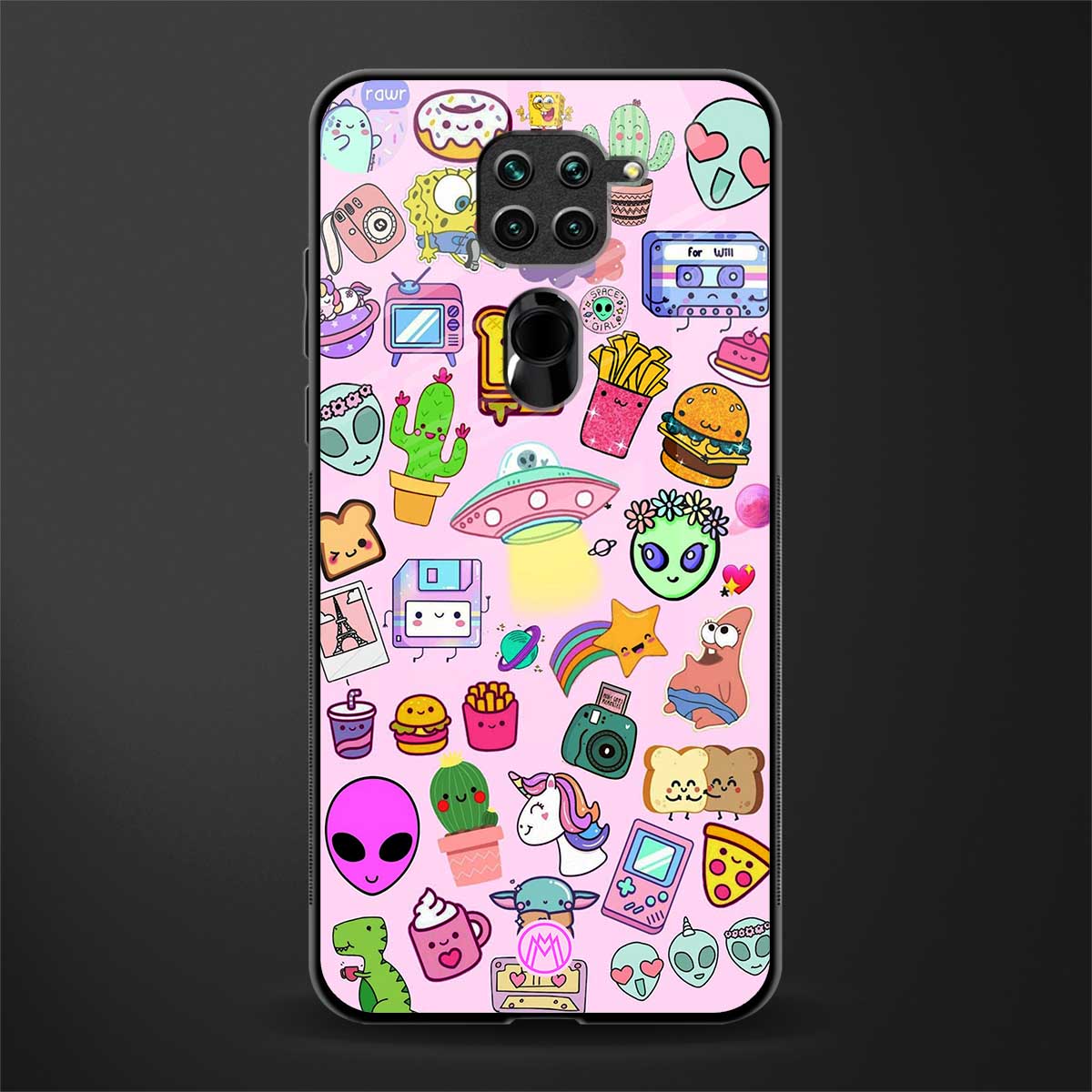 alien stickers studio glass case for redmi note 9 image