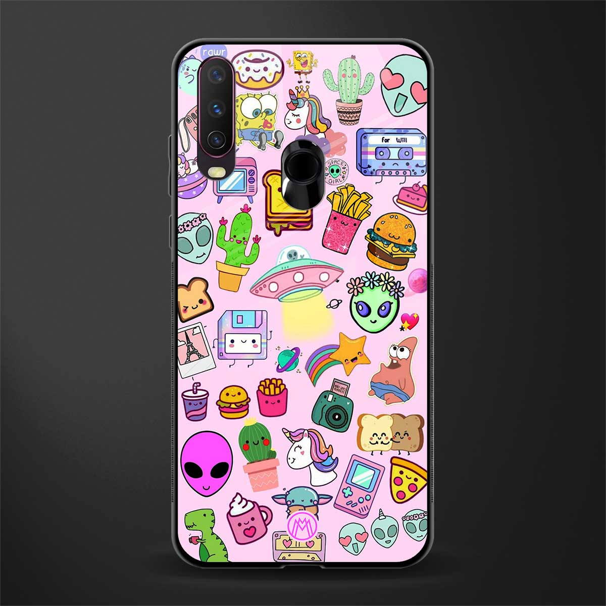 alien stickers studio glass case for vivo y15 image