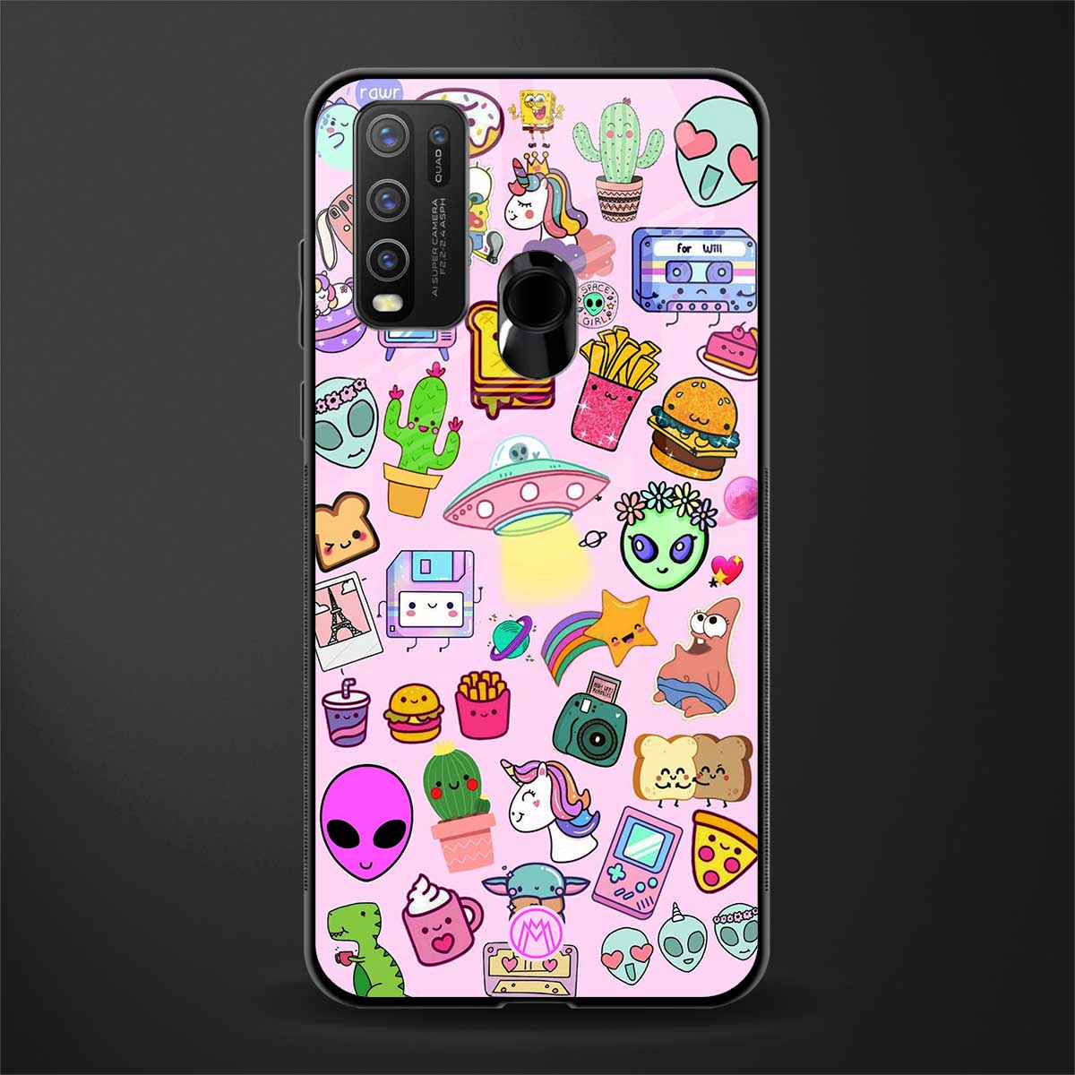 alien stickers studio glass case for vivo y50 image