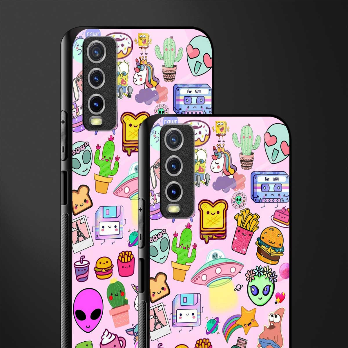 alien stickers studio glass case for vivo y12s image-2