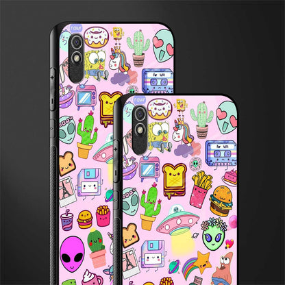 alien stickers studio glass case for redmi 9a image-2
