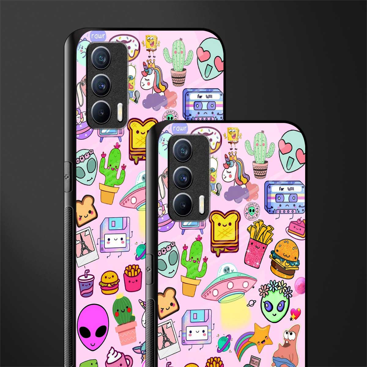 alien stickers studio glass case for realme x7 image-2