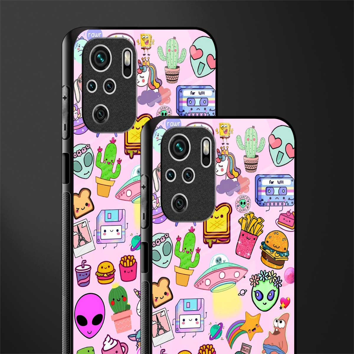 alien stickers studio glass case for redmi note 10 image-2