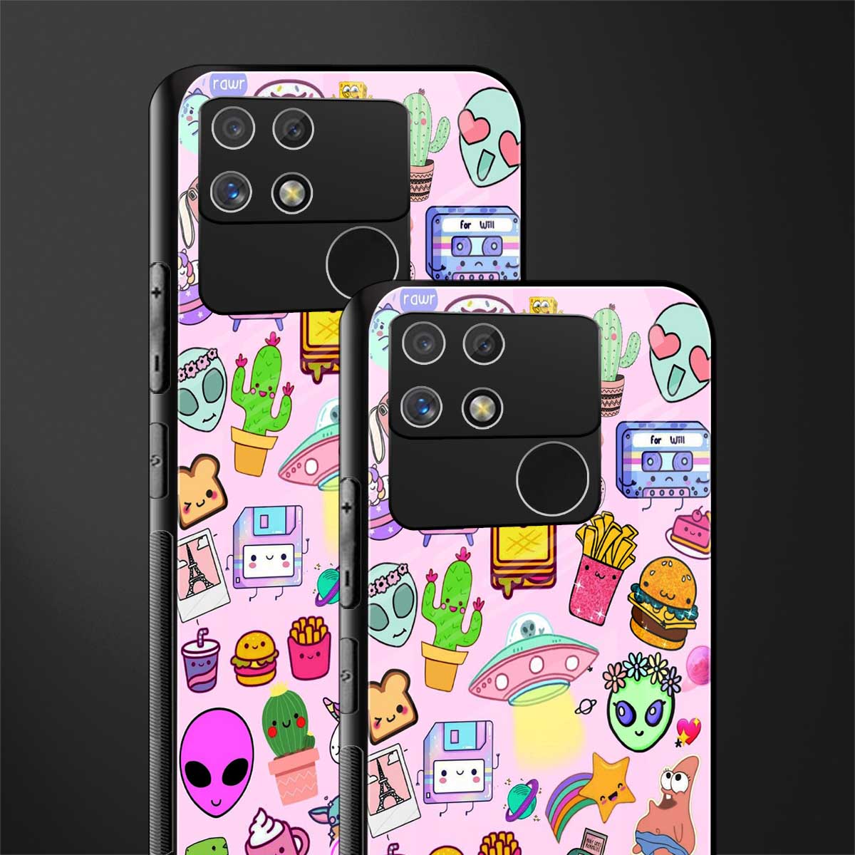 alien stickers studio back phone cover | glass case for realme narzo 50a