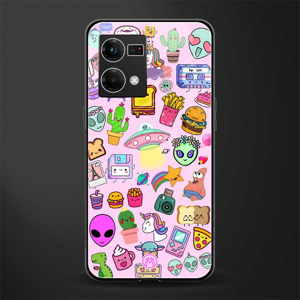 alien stickers studio back phone cover | glass case for oppo f21 pro 4g