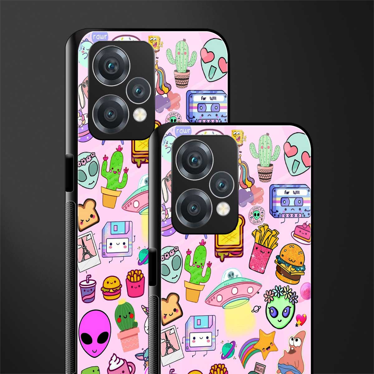 alien stickers studio back phone cover | glass case for oneplus nord ce 2 lite 5g
