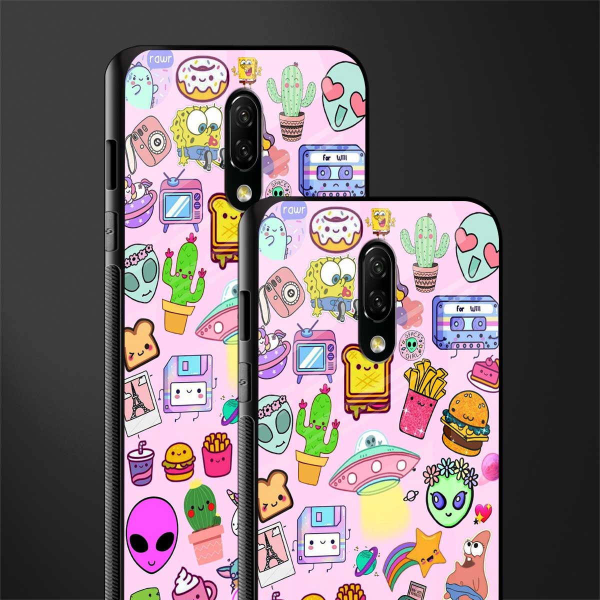 alien stickers studio glass case for oneplus 7 image-2