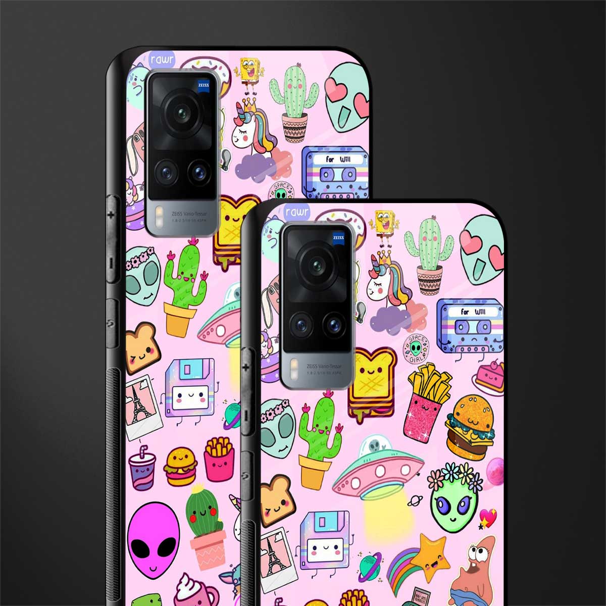 alien stickers studio glass case for vivo x60 image-2