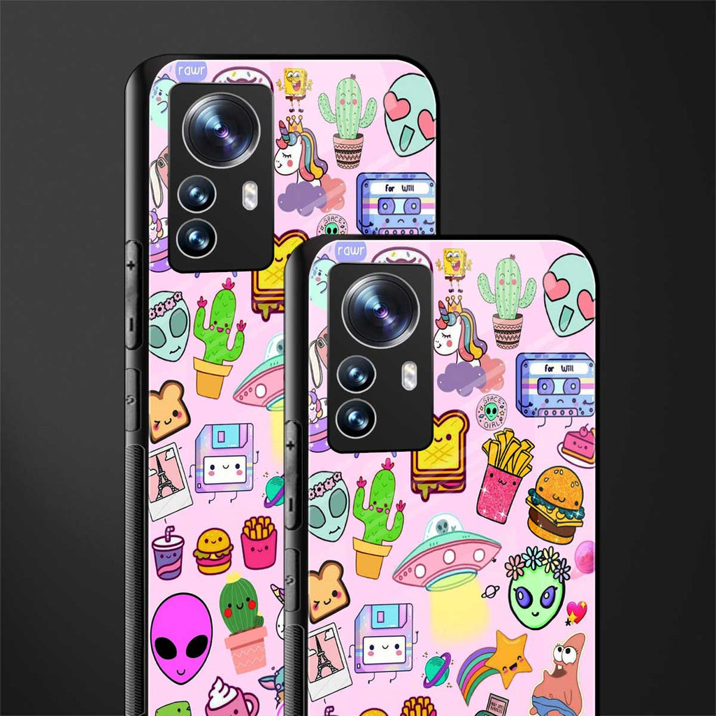 alien stickers studio back phone cover | glass case for xiaomi 12 pro