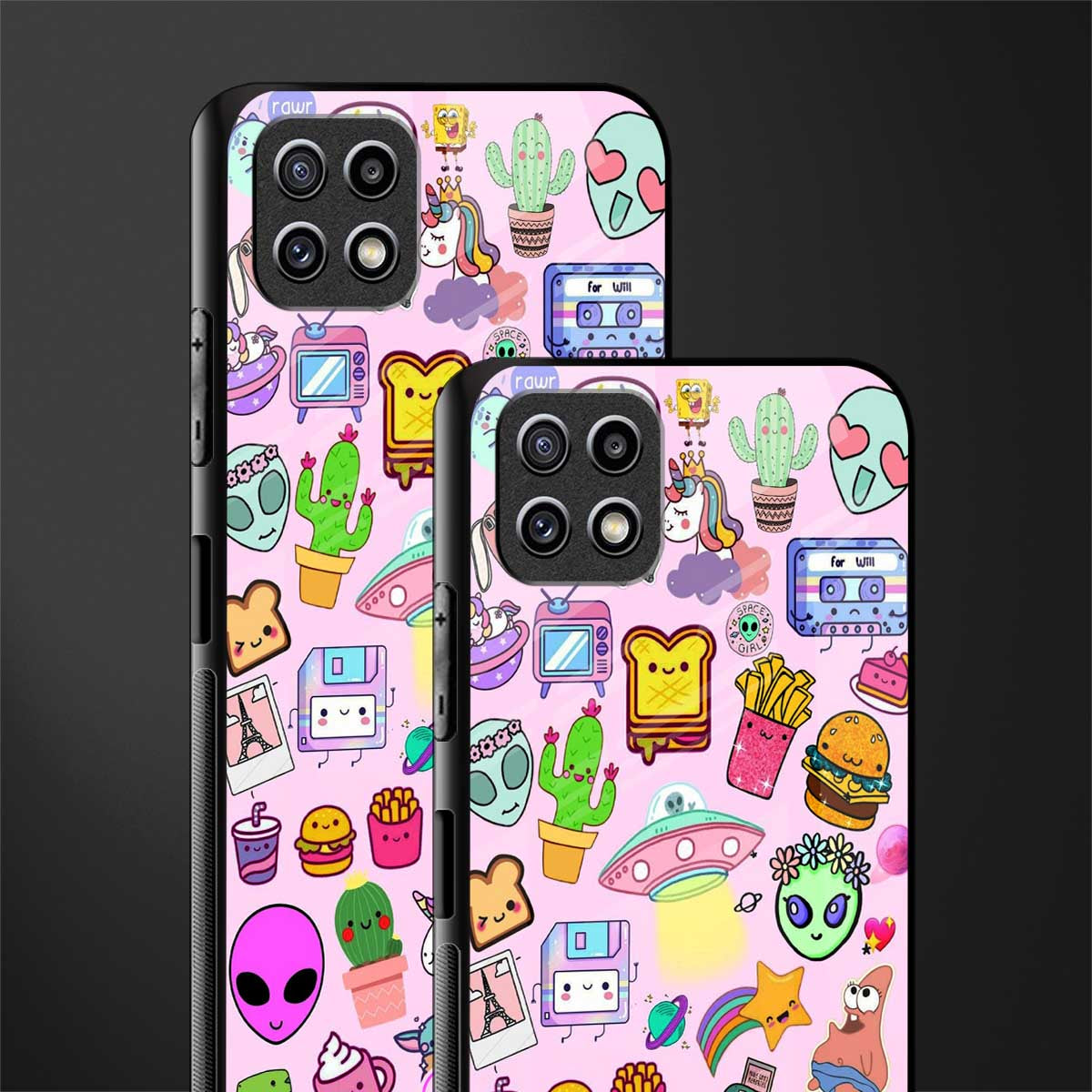 alien stickers studio back phone cover | glass case for samsung galaxy f42