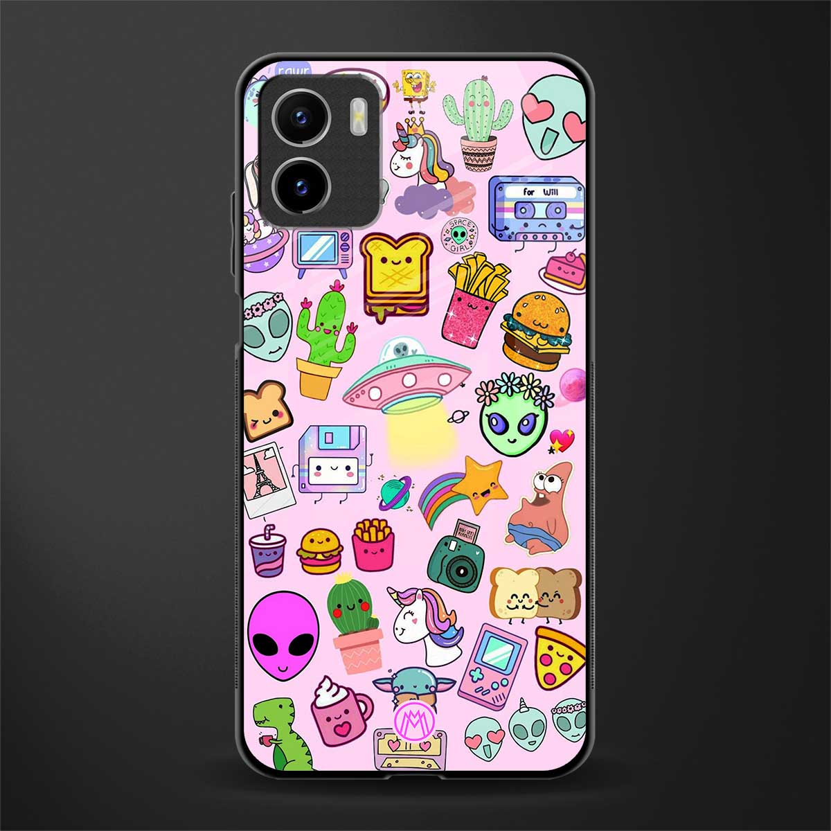 alien stickers studio back phone cover | glass case for vivo y72