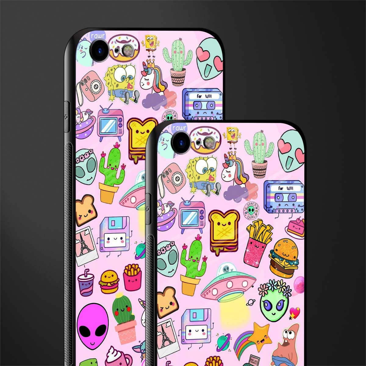 alien stickers studio glass case for iphone se 2020 image-2