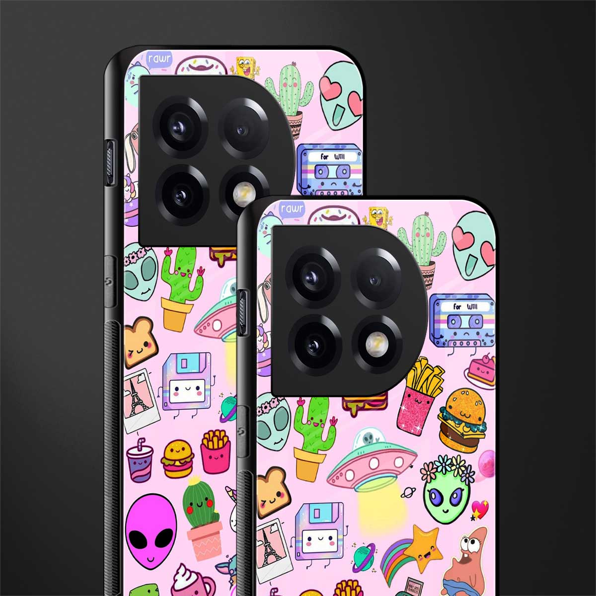 alien stickers studio back phone cover | glass case for oneplus 11