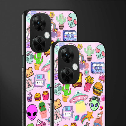 alien stickers studio back phone cover | glass case for oneplus nord ce 3 lite