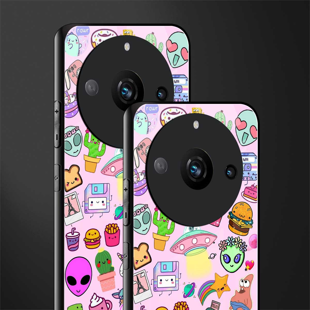 alien stickers studio back phone cover | glass case for realme 11 pro 5g