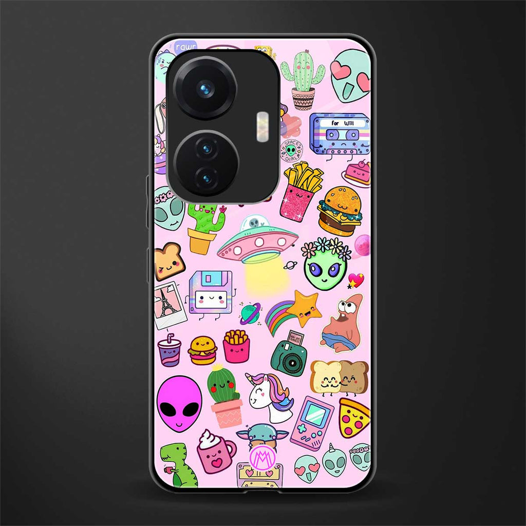 alien stickers studio back phone cover | glass case for vivo t1 44w 4g
