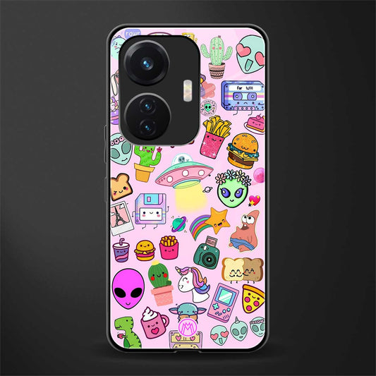 alien stickers studio back phone cover | glass case for vivo t1 44w 4g