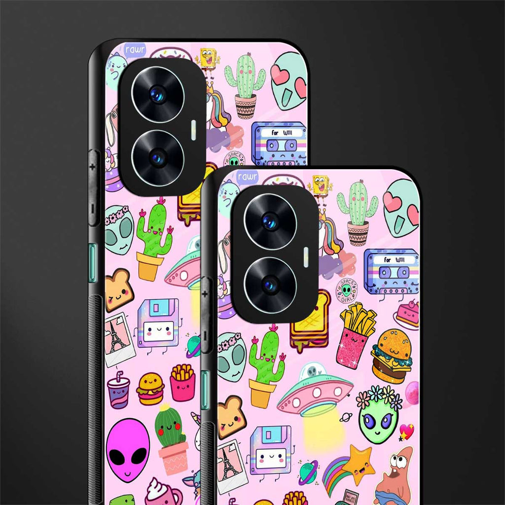 alien stickers studio back phone cover | glass case for realme c55