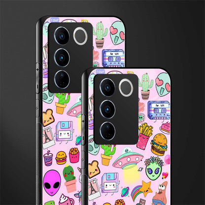 alien stickers studio back phone cover | glass case for vivo v27 pro 5g