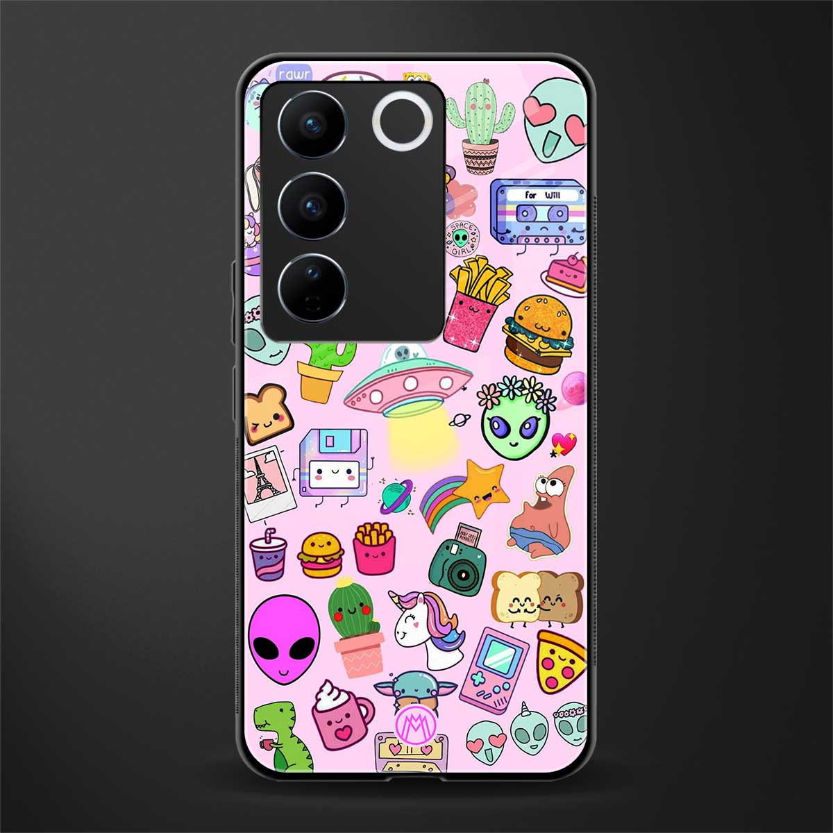 alien stickers studio back phone cover | glass case for vivo v27 pro 5g
