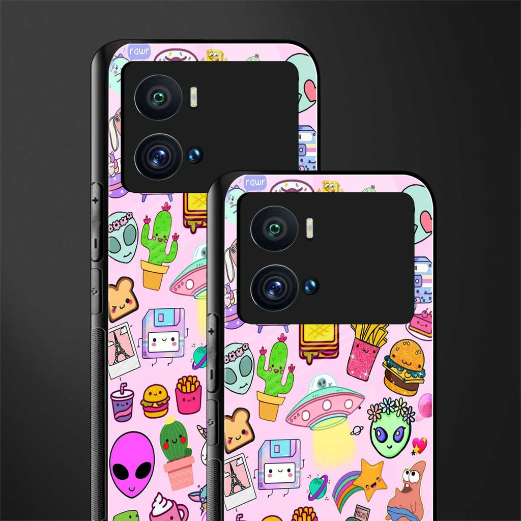 alien stickers studio back phone cover | glass case for iQOO 9 Pro