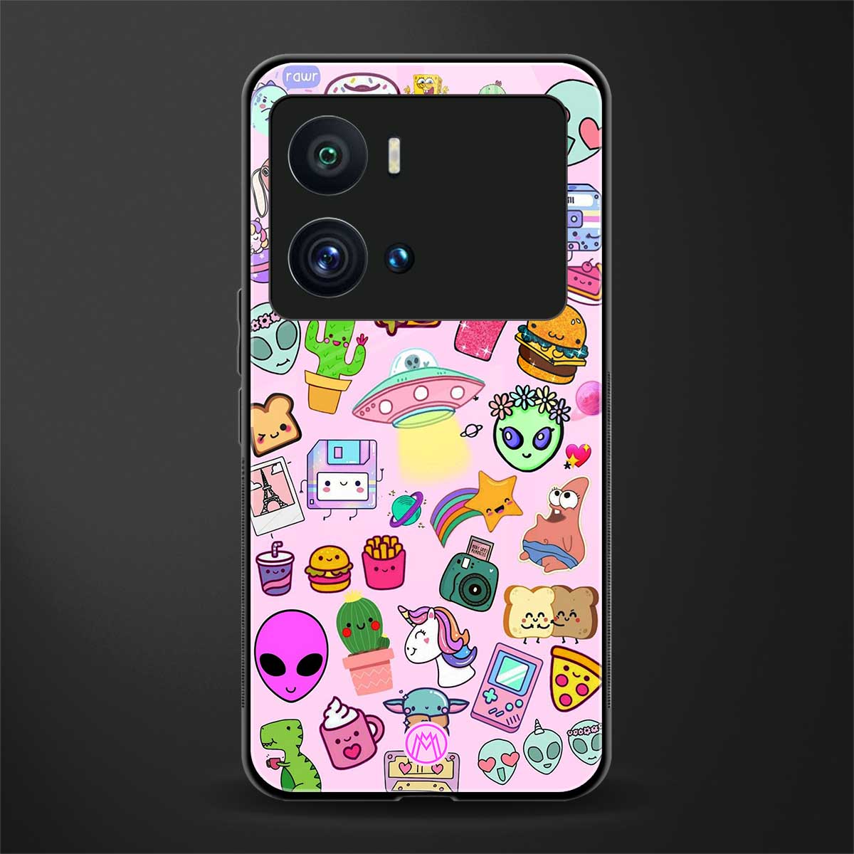 alien stickers studio back phone cover | glass case for iQOO 9 Pro