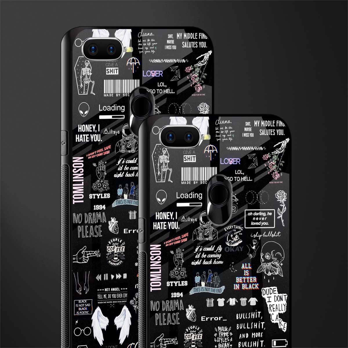 all is better in black glass case for oppo a7 image-2