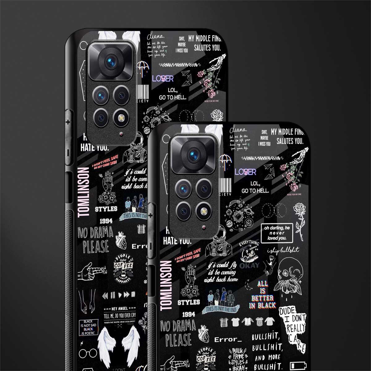 all is better in black glass case for redmi note 11 pro image-2