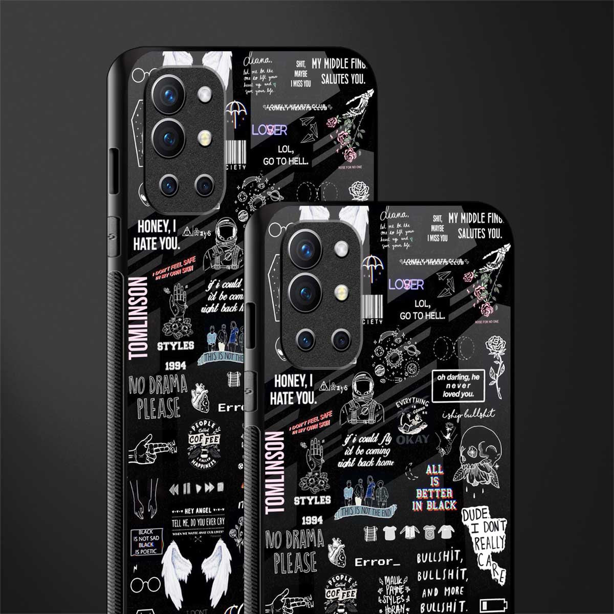 all is better in black glass case for oneplus 9r image-2