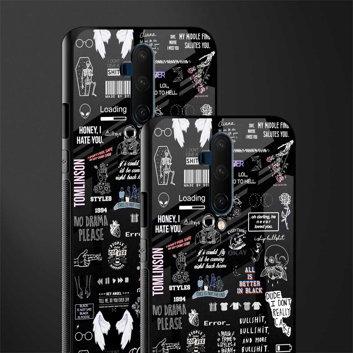 all is better in black glass case for oneplus 7t pro image-2
