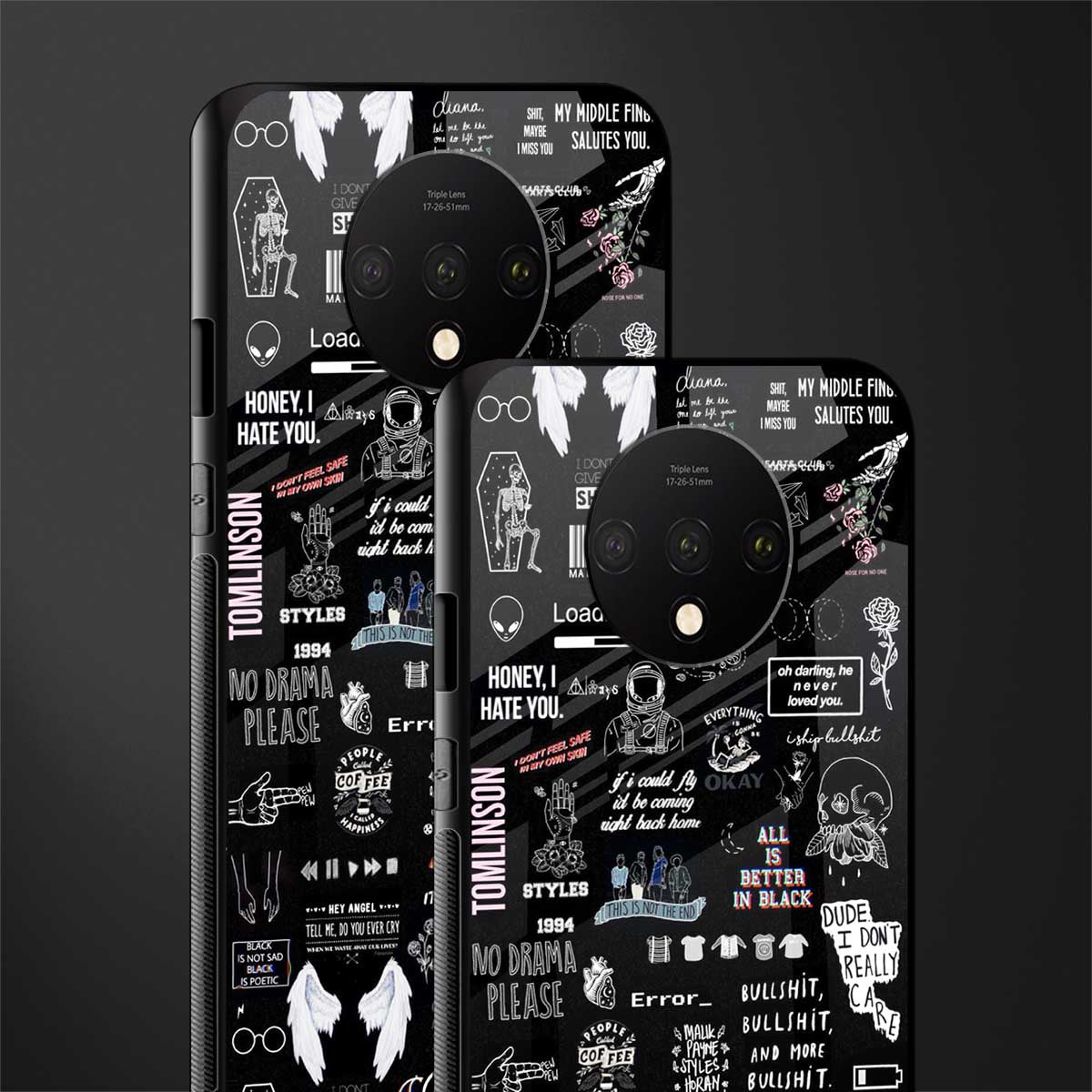 all is better in black glass case for oneplus 7t image-2