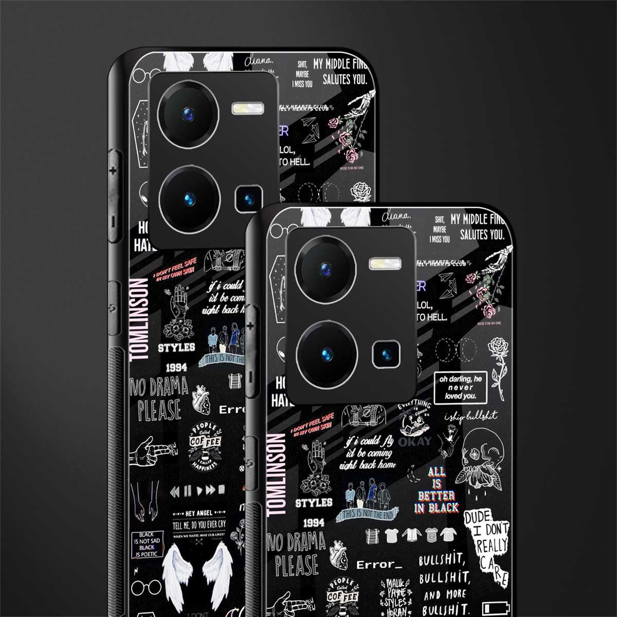 all is better in black back phone cover | glass case for vivo y35 4g
