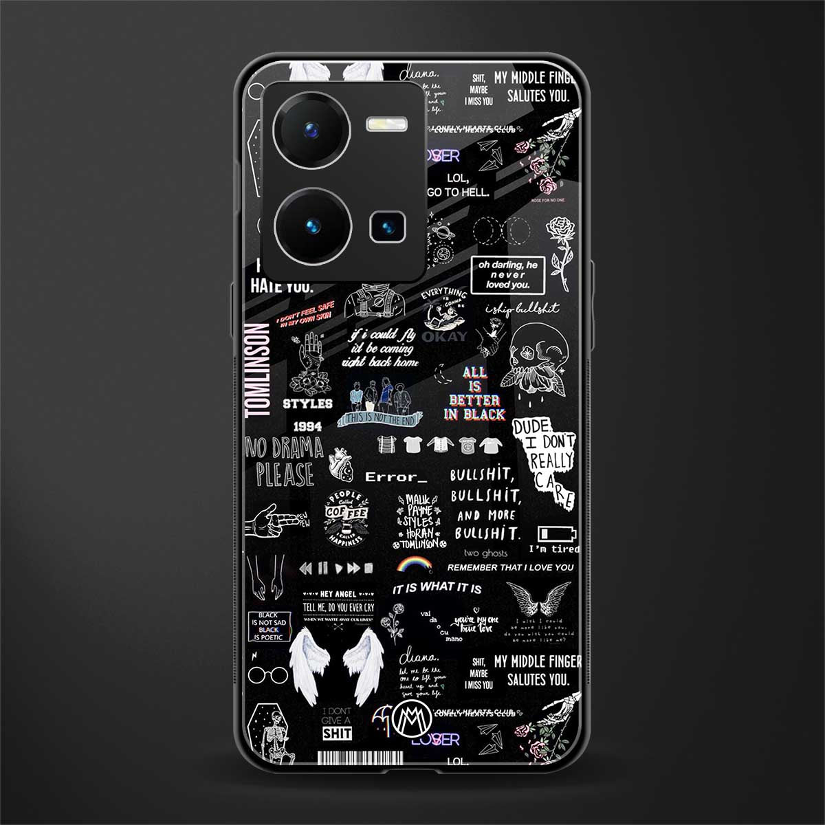 all is better in black back phone cover | glass case for vivo y35 4g