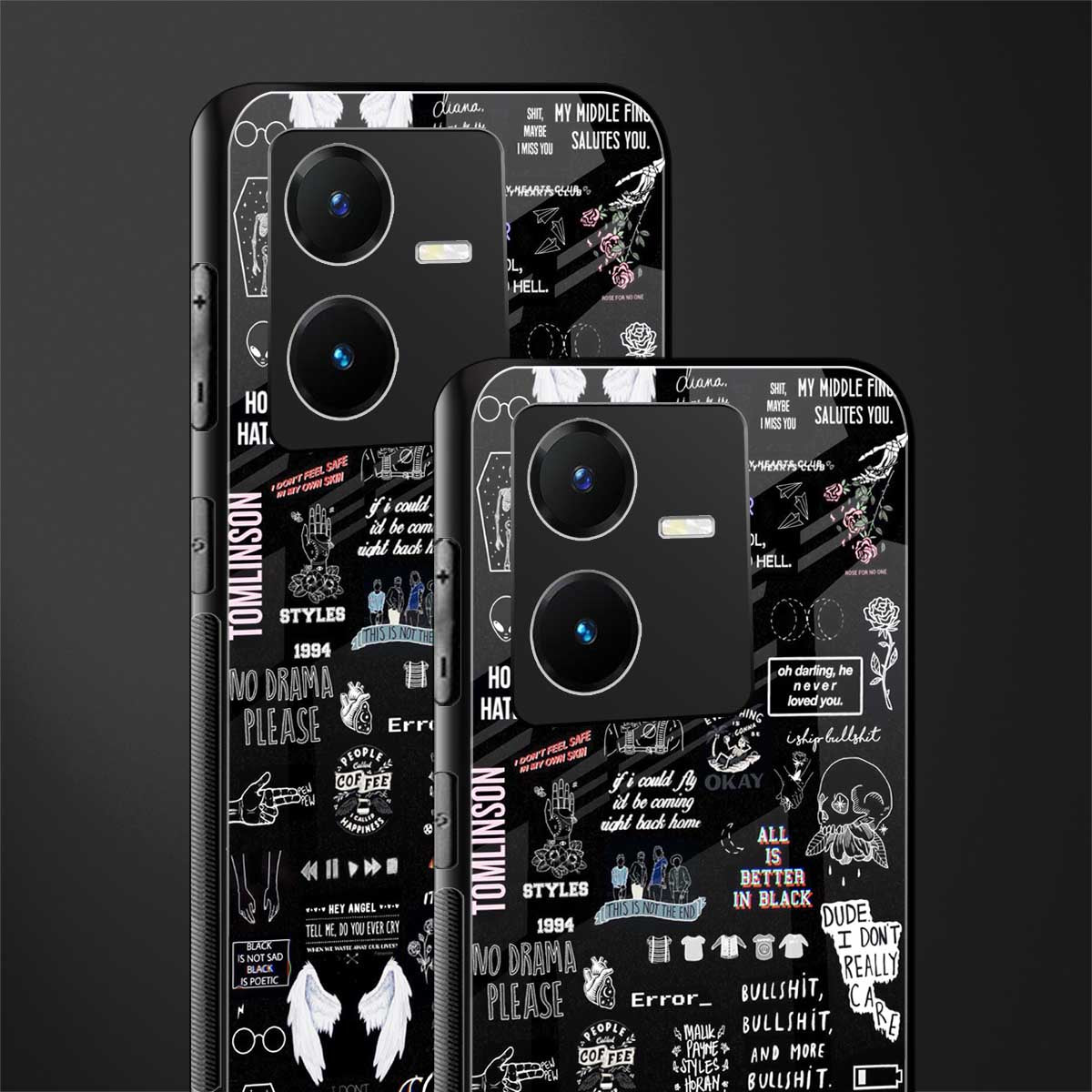 all is better in black back phone cover | glass case for vivo y22
