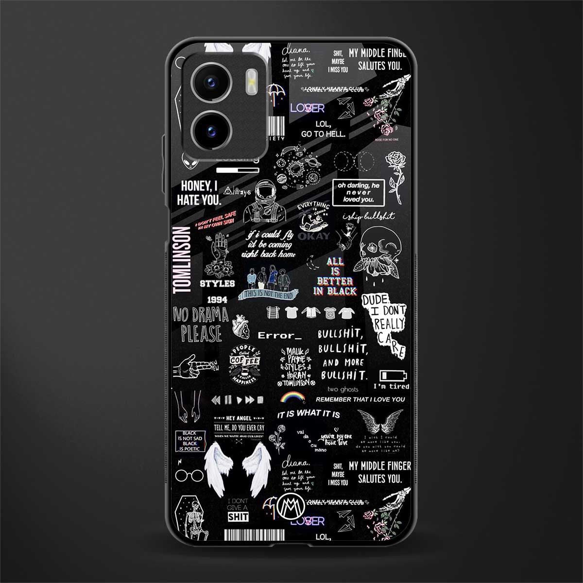 all is better in black back phone cover | glass case for vivo y72
