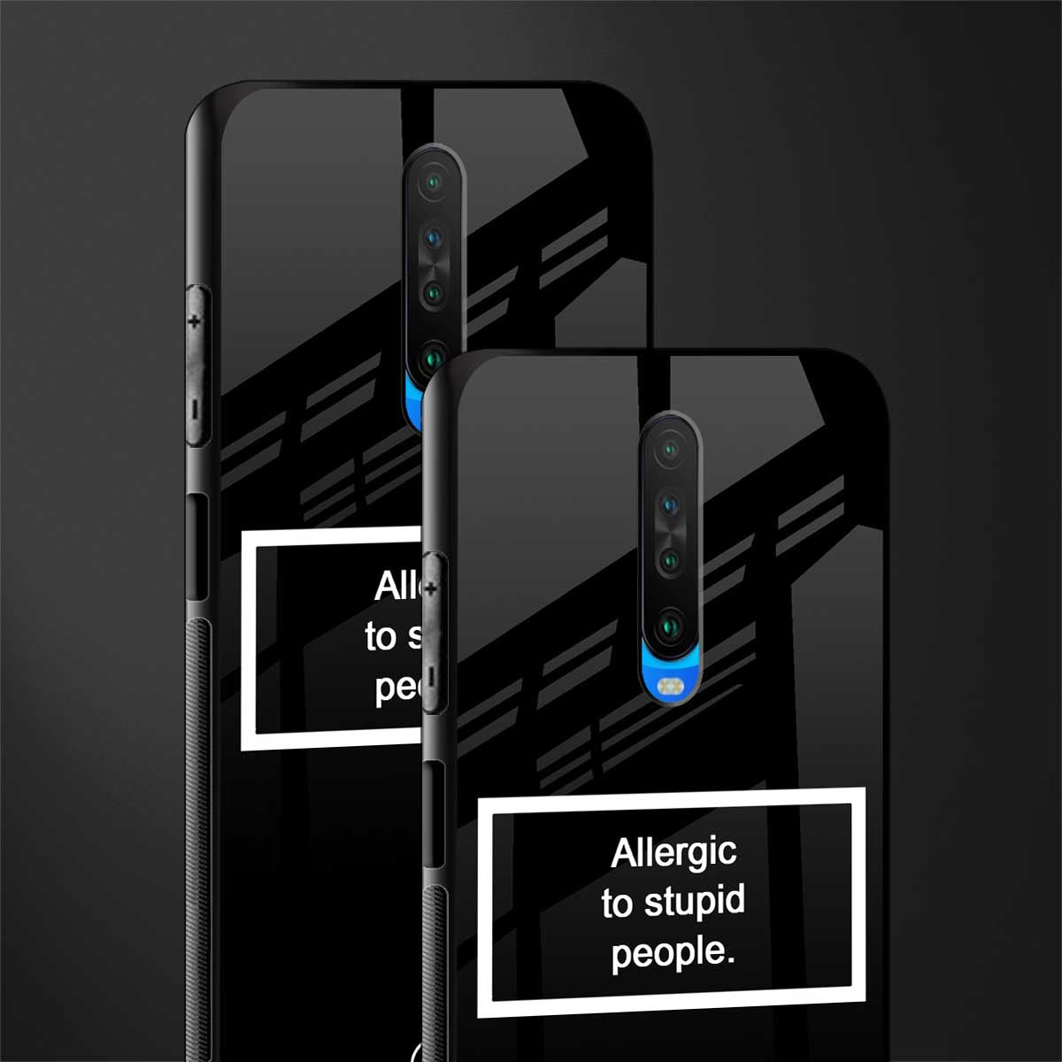 allergic to stupid people black glass case for poco x2 image-2