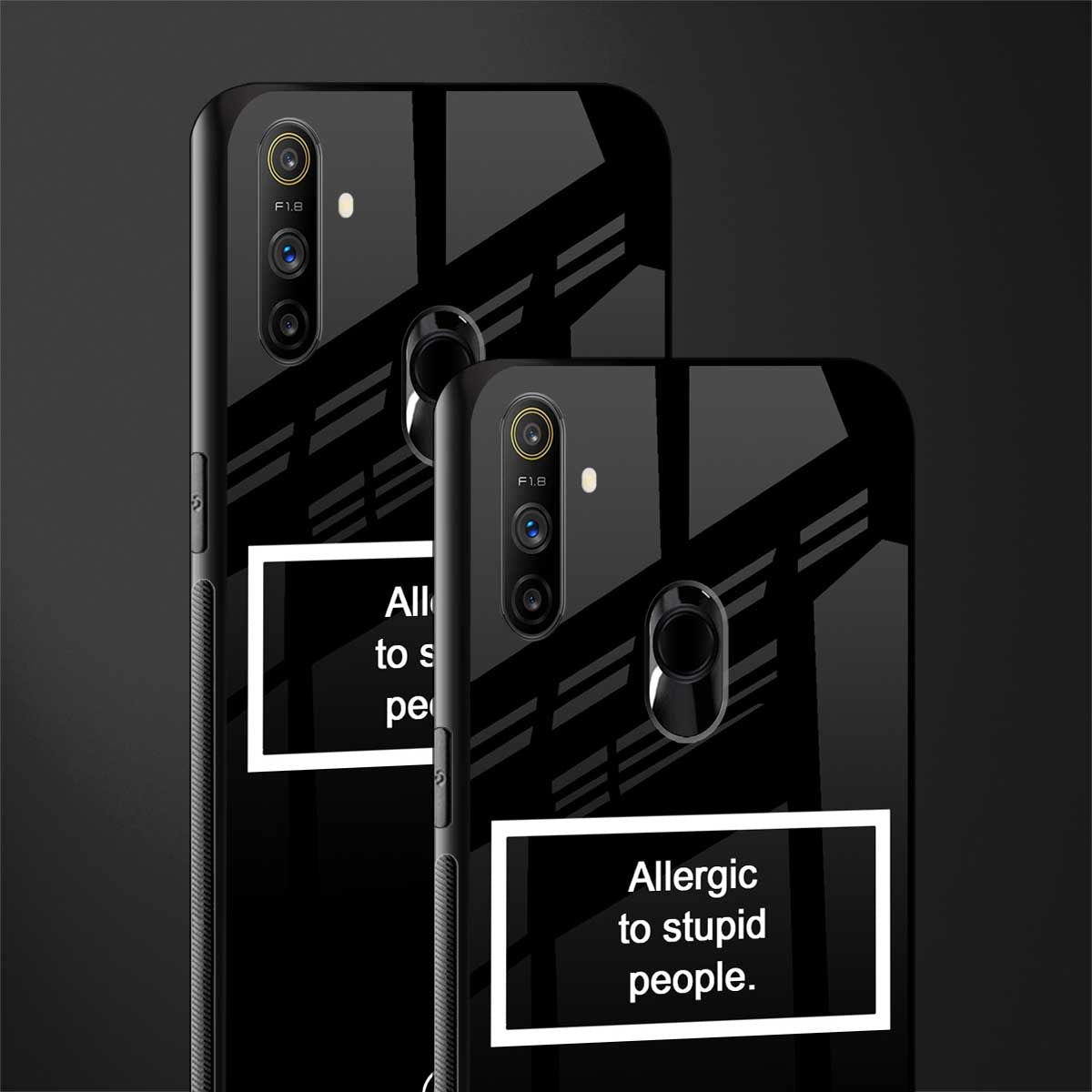 allergic to stupid people black glass case for realme narzo 20a image-2