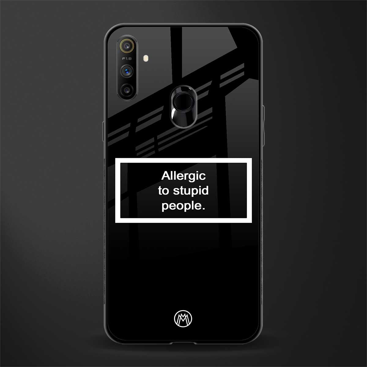 allergic to stupid people black glass case for realme narzo 20a image