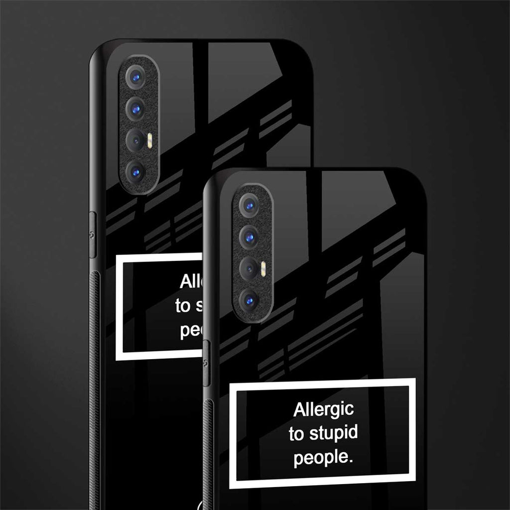 allergic to stupid people black glass case for oppo reno 3 pro image-2