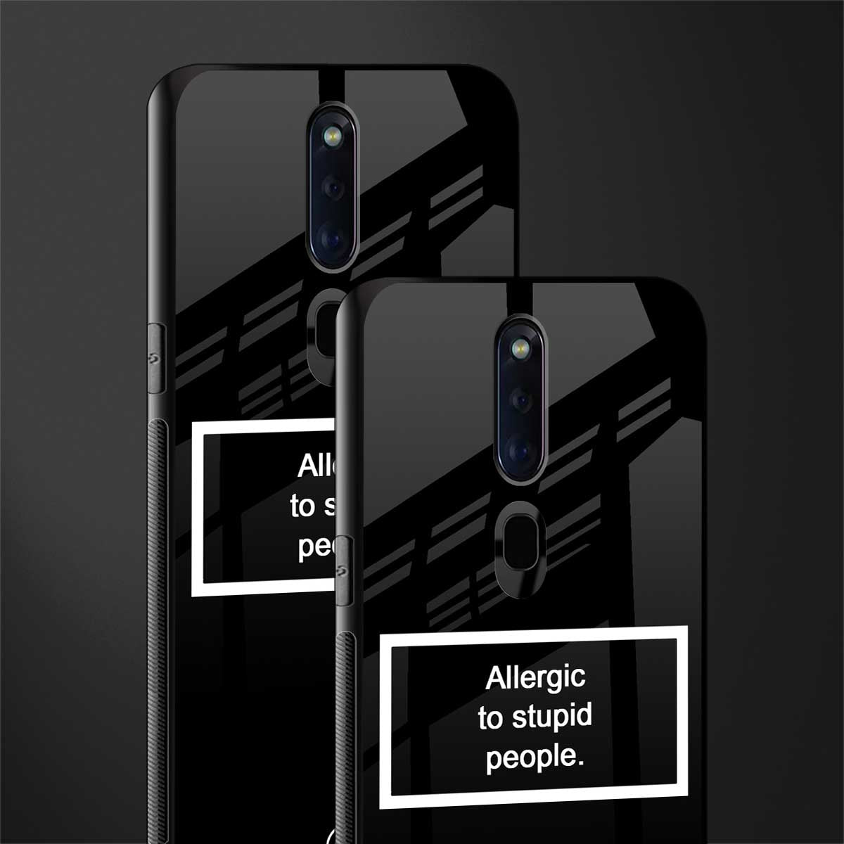 allergic to stupid people black glass case for oppo f11 pro image-2