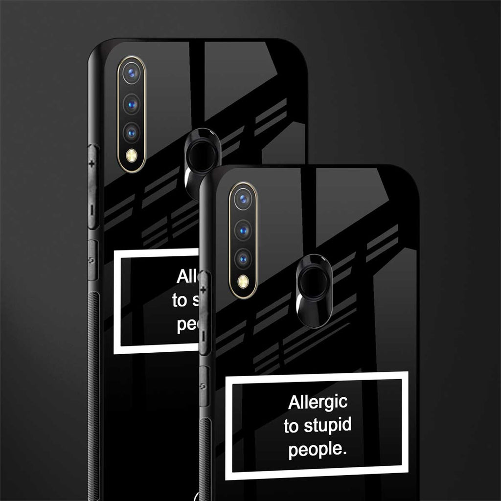 allergic to stupid people black glass case for vivo u20 image-2