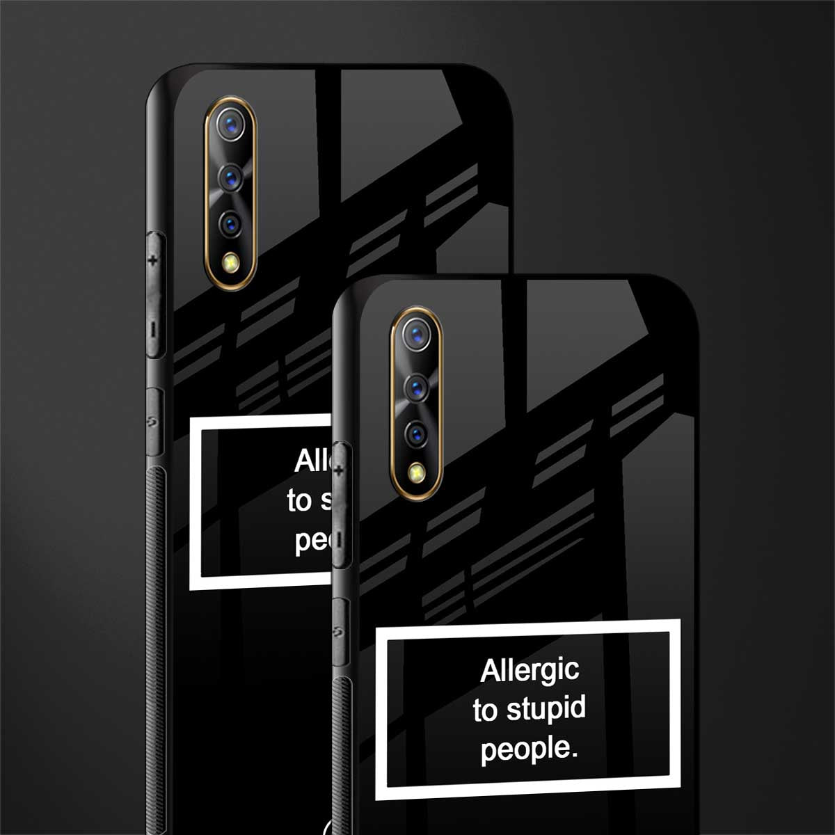 allergic to stupid people black glass case for vivo z1x image-2