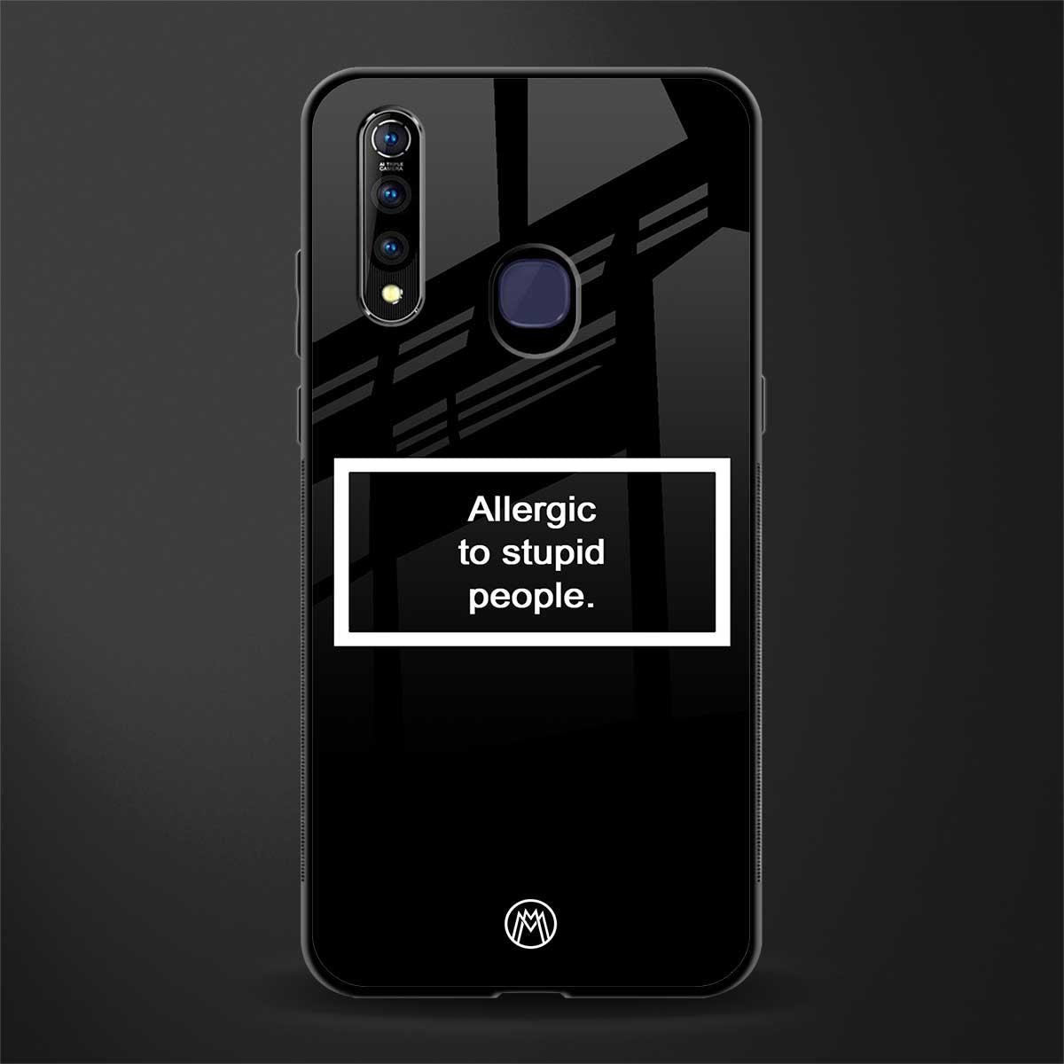 allergic to stupid people black glass case for vivo z1 pro image