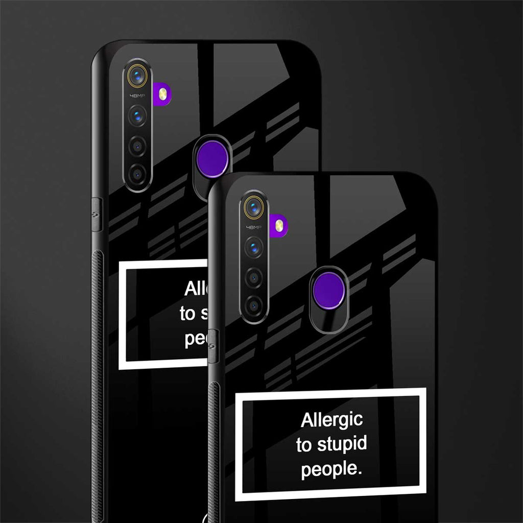 allergic to stupid people black glass case for realme 5 image-2