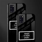 allergic to stupid people black glass case for samsung galaxy a31 image-2