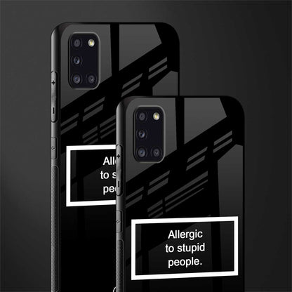 allergic to stupid people black glass case for samsung galaxy a31 image-2
