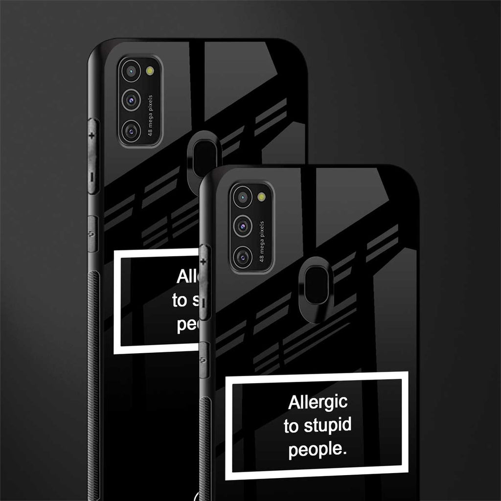 allergic to stupid people black glass case for samsung galaxy m30s image-2