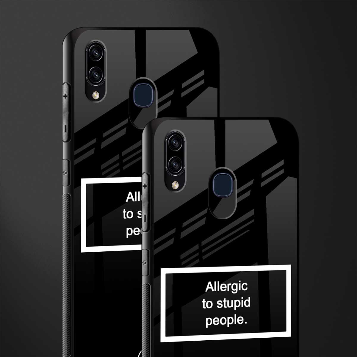 allergic to stupid people black glass case for samsung galaxy a20 image-2